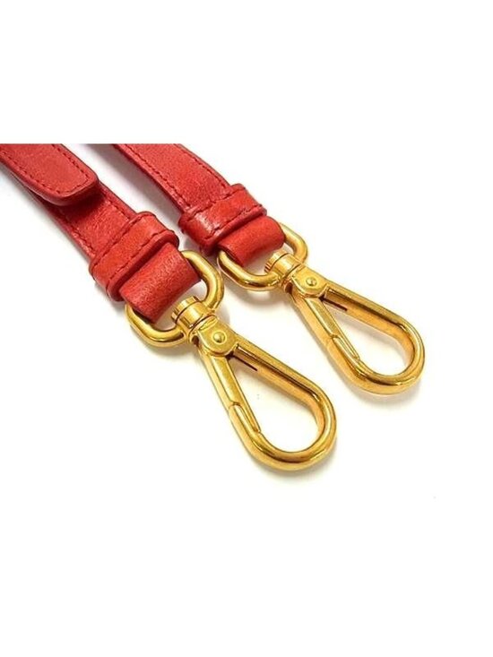 Prada Leather Back Shoulder Strap Belt Crossbody Red Gold